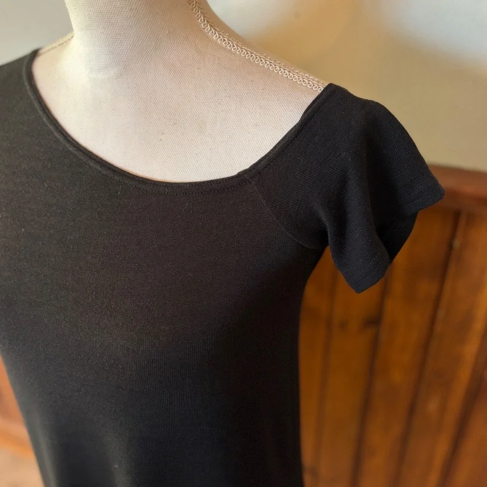 Wilfred Free by Aritzia Womens Black Asymmetrical Short Sleeve Summer Dress‎ XS